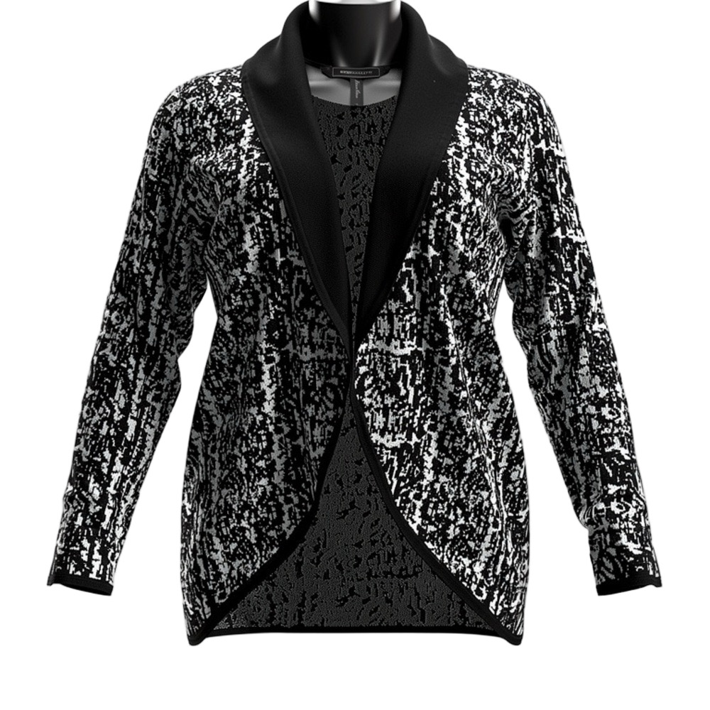 BCBGMAXAZRIA  Abstract Shawl-Collar Cardigan Sz Small sweater Open front